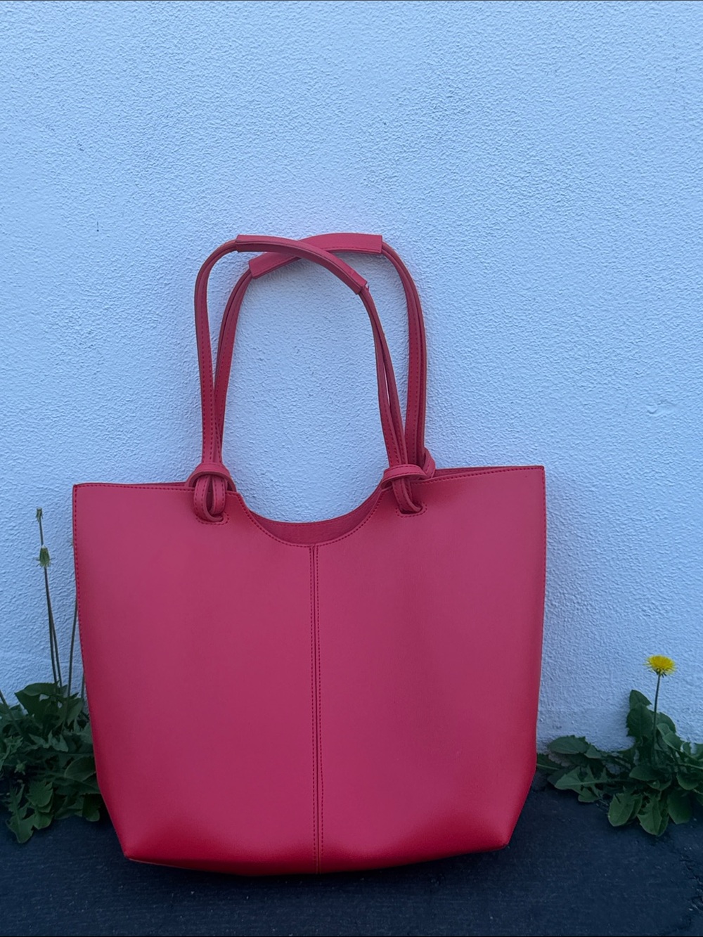 Neiman Marcus Salmon Red Women's Tote Bag with Double Shoulder Straps